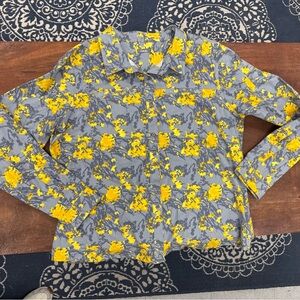 Cabela’s Women’s Floral Flannel Button-Up Shirt‎ Yellow & Gray 2XL Pima Cotton